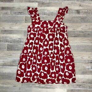 Jade By Jane Red Floral Sundress Size 1X Ruffles, Square Neck N1